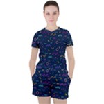 Scribble Pattern Texture Women s T-Shirt and Shorts Set