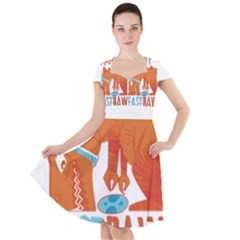Easter Dinosaur T- Shirt Happy East Rawr T- Rex Dinosaur Easter Bunny T- Shirt Cap Sleeve Midi Dress