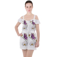 Butterfly Art T- Shirtbutterfly T- Shirt (2) Ruffle Cut Out Chiffon Playsuit