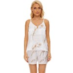 Boho Feather Pattern T- Shirt Boho Feather Pattern 8 V-Neck Satin Pajamas Set