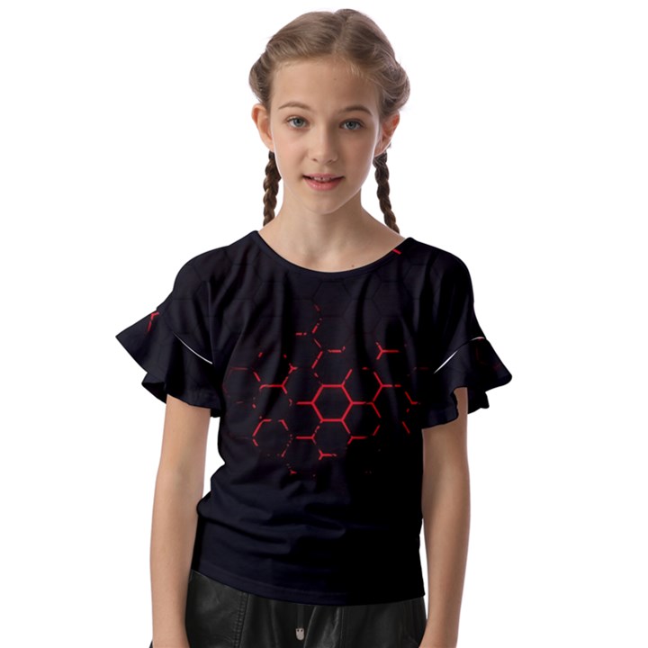 Abstract Pattern Honeycomb Kids  Cut Out Flutter Sleeves