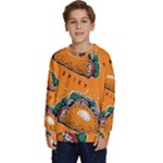 Seamless-pattern-with-taco Kids  Crewneck Sweatshirt