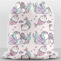 Cartoon Cat Cute Animal Design Drawing Illustration Kawaii Drawstring Bag (large)