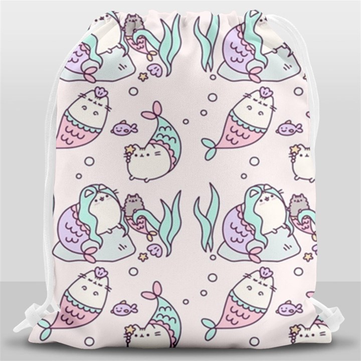 Cartoon Cat Cute Animal Design Drawing Illustration Kawaii Drawstring Bag (Large)