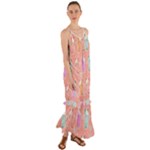 Cute Kawaii Kittens Seamless Pattern Cami Maxi Ruffle Chiffon Dress