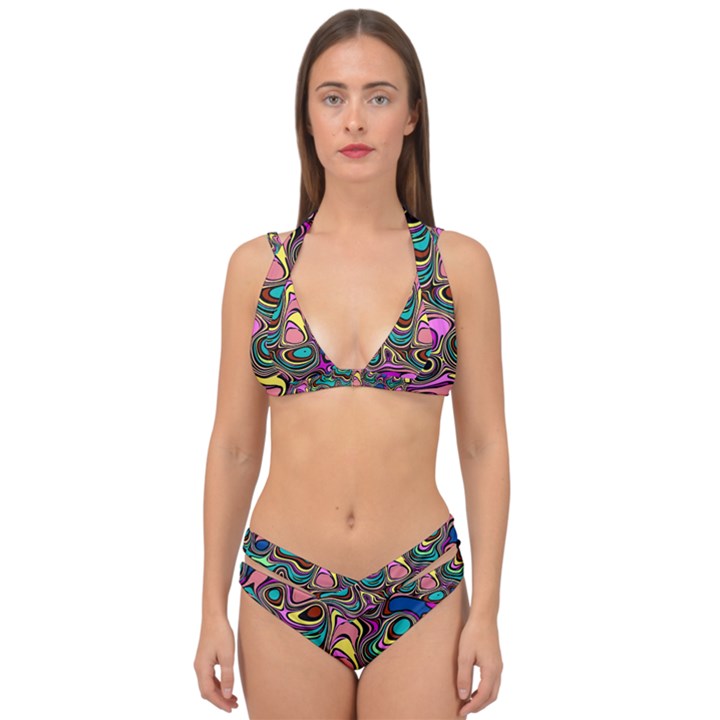 Bending Rotate Distort Waves Double Strap Halter Bikini Set
