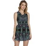 Background Pattern Mushrooms Sleeveless High Waist Mini Dress