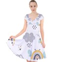 Art Pattern Design Wallpaper Background Print Cap Sleeve Front Wrap Midi Dress View1