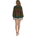 Circuit Hexagonal Geometric Pattern Background Pattern Women s Long Sleeve Button Up Shirt View4
