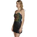 Circuit Hexagonal Geometric Pattern Background Pattern Flowy Camisole Tie Up Top View2