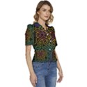 Circuit Hexagonal Geometric Pattern Background Pattern Puffed Short Sleeve Button Up Jacket View3