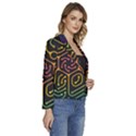 Circuit Hexagonal Geometric Pattern Background Pattern Women s Long Sleeve Revers Collar Cropped Jacket View3