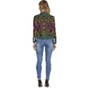 Circuit Hexagonal Geometric Pattern Background Pattern Women s Long Sleeve Revers Collar Cropped Jacket View4