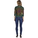 Circuit Hexagonal Geometric Pattern Background Pattern Women s Draped Front 3/4 Sleeve Shawl Collar Jacket View4