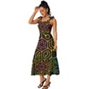 Circuit Hexagonal Geometric Pattern Background Pattern Tie-Strap Tiered Midi Chiffon Dress View2
