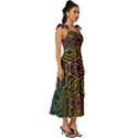 Circuit Hexagonal Geometric Pattern Background Pattern Tie-Strap Tiered Midi Chiffon Dress View3