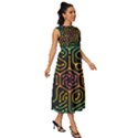Circuit Hexagonal Geometric Pattern Background Pattern Sleeveless Round Neck Midi Dress View3