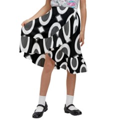 Blackandgrey Kids  Ruffle Flared Wrap Midi Skirt