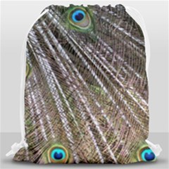 Peacock-feathers-pattern-colorful Drawstring Bag (large)