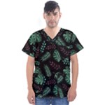 Honey-seamless-pattern Men s V-Neck Scrub Top