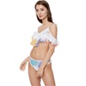 Border Frame Colorful Brush Strokes Ruffle Edge Tie Up Bikini Set	 View2