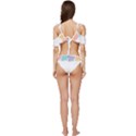 Border Frame Colorful Brush Strokes Ruffle Edge Tie Up Bikini Set	 View4