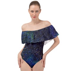 Abstract Background Template Off Shoulder Velour Bodysuit 