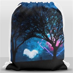 Trees Surreal Universe Silhouette Drawstring Bag (large)
