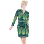 Nature Trees Forest Mystical Forest Jungle Button Long Sleeve Dress