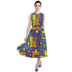 Square Background Background Texture Round Neck Boho Dress