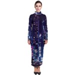 Black Building Lighted Under Clear Sky Turtleneck Maxi Dress