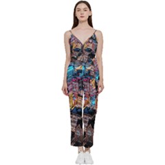 Aerial Photo Of Cityscape At Night V-neck Camisole Jumpsuit