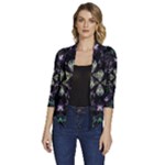 Fractal Fractal Art Texture Women s Draped Front 3/4 Sleeve Shawl Collar Jacket