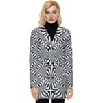 Background Pattern Halftone Black White Button Up Hooded Coat 