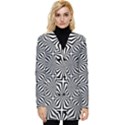 Background Pattern Halftone Black White Button Up Hooded Coat  View1