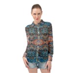 Blue arabesque Long Sleeve Chiffon Shirt
