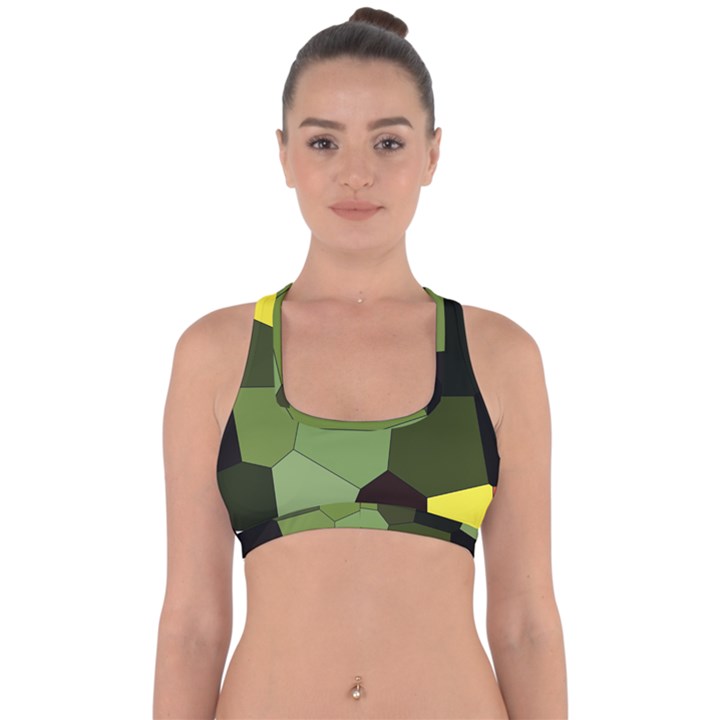 Mosaic Structure Background Tile Cross Back Hipster Bikini Top 