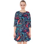 Vintage Tattoos Colorful Seamless Pattern Smock Dress