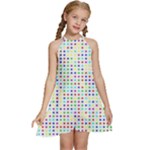 Dots Color Rows Columns Background Kids  Halter Collar Waist Tie Chiffon Dress