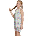 Dots Color Rows Columns Background Kids  Halter Collar Waist Tie Chiffon Dress View2