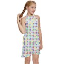 Dots Color Rows Columns Background Kids  Halter Collar Waist Tie Chiffon Dress View3