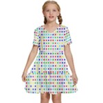 Dots Color Rows Columns Background Kids  Short Sleeve Tiered Mini Dress