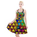 Cube Diced Tile Background Image Halter Party Swing Dress  View1