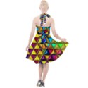 Cube Diced Tile Background Image Halter Party Swing Dress  View2
