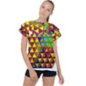 Cube Diced Tile Background Image Ruffle Collar Chiffon Blouse View1