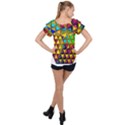Cube Diced Tile Background Image Ruffle Collar Chiffon Blouse View2