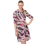 Drawing Notebook Print Reason Long Sleeve Mini Shirt Dress