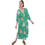 Seamless Pattern Cute Cat Cartoon With Hand Drawn Style Grecian Style  Maxi Dress