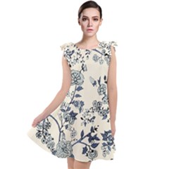 Blue Vintage Background, Blue Roses Patterns, Retro Tie Up Tunic Dress