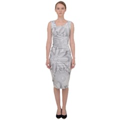 Damask, Desenho, Flowers, Gris Sleeveless Pencil Dress